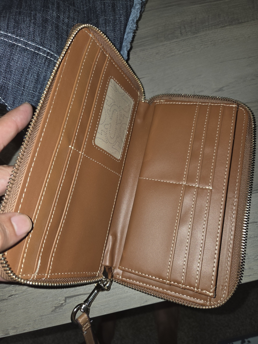 True Religion Denim Shoulder Hobo Bag with Tan Trim and Wallet - Picture 5 of 5